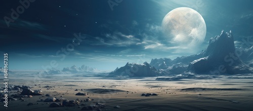 Lunar landscape with copy space image