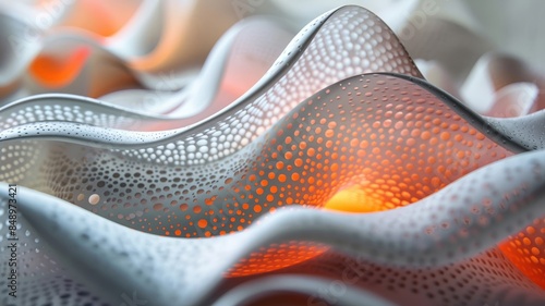 Intricate Abstract Sculpture in Soft Hues with Perforated Waves