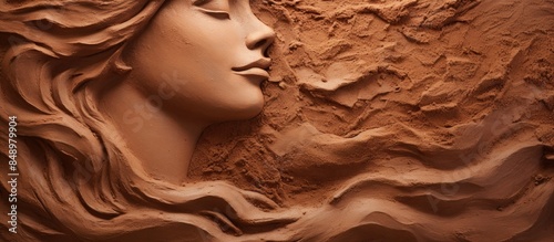 A close up photo featuring a detailed clay texture in the background with space for copying