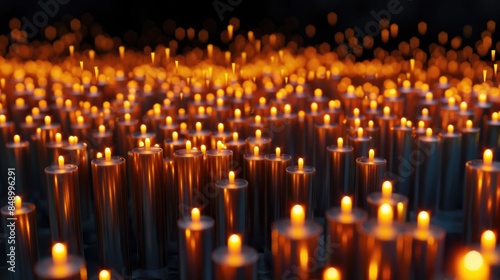 Candles in rows illuminated