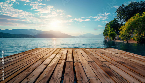 wooden floor over the lake