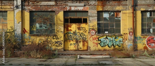 Graffiti art on the facade of an old factory