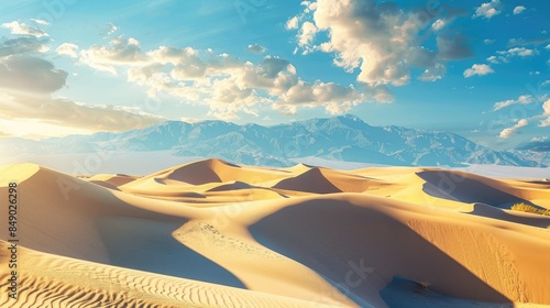 Sand dunes under the bright sunlight