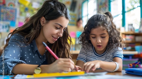 A volunteer tutor helping a child with their homework in an after-school program, illustrating the educational support offered by charitable initiatives