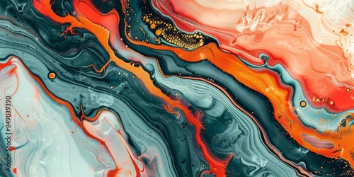 Dynamic abstract fluid art with vivid orange and blue swirls, great for creating striking backgrounds