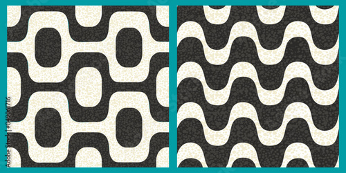 Ipanema sidewalk. Vector collection of seamless patterns