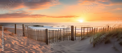 Beach sunset in the hamptons summertime. Creative banner. Copyspace image