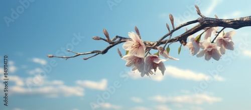 A parasitic flower that hangs from a tree. Creative banner. Copyspace image