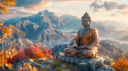Majestic Buddha Statue Amidst Untamed Forest Backdrops