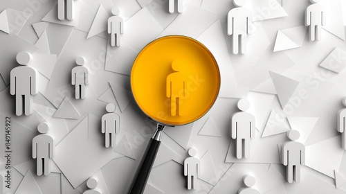 Magnifying Glass Over a Single Person, Representing Finding the Right Candidate