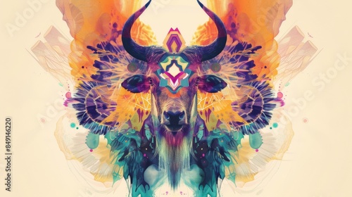 A digital illustration featuring a Native American totem animal