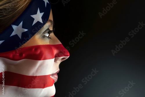  Patriotic Face with American Flag Overlay
