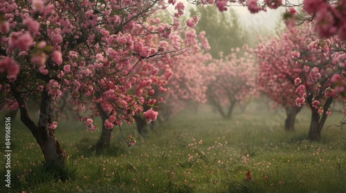 Spring landscape photographs Blooming apple trees