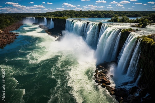 Foz do Iguaçu with its imposing hydroelectric dam., generative IA