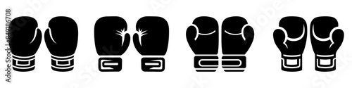 Boxing gloves icons set. Boxing logo design in flat design. Vector illustration.