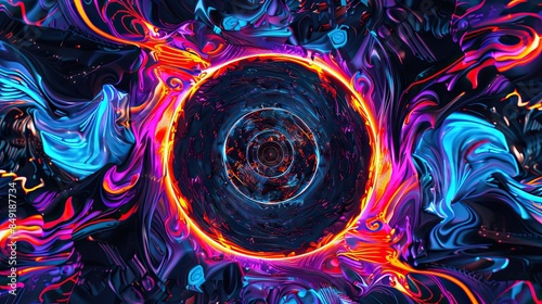 wormhole though to hell ,line neon art 