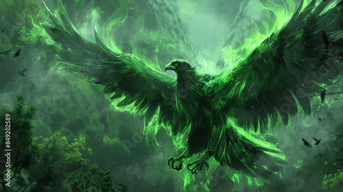 Papel de parede de águia elemental verde