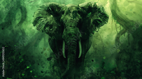 papel de parede de elefante elemental verde