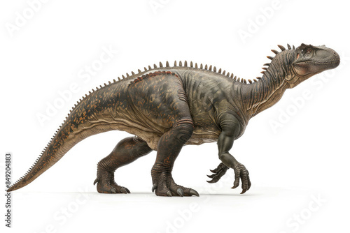 An Iguanodon in a bipedal stance isolated on a white background