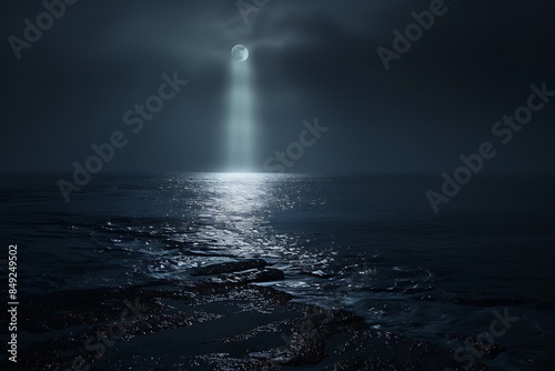 a lone moonbeam piercing through the darkness, offering a glimmer of hope and serenity