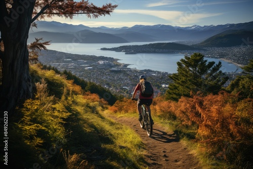 Makara Peak Trail Cycling in Wellington, New Zealand., generative IA