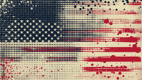 Unique Half Tone Illustration of American Flag