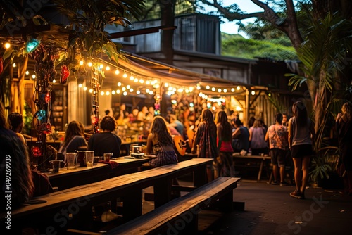 Vibrant Night Market in Byron Bay, Australia., generative IA