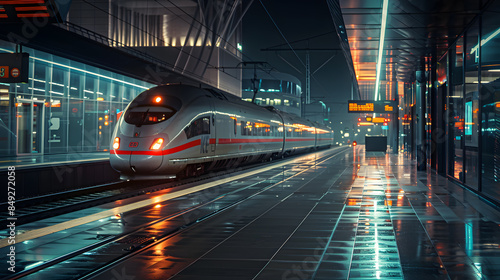 A train is sitting on the tracks at a train station