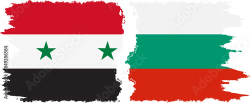 Bulgaria and Syria grunge flags connection vector
