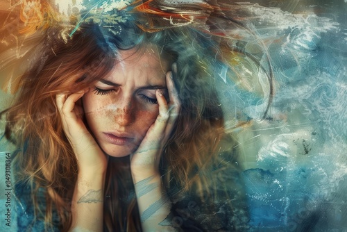 woman navigating emotional turmoil of anxiety stress frustration and depression conceptual photo