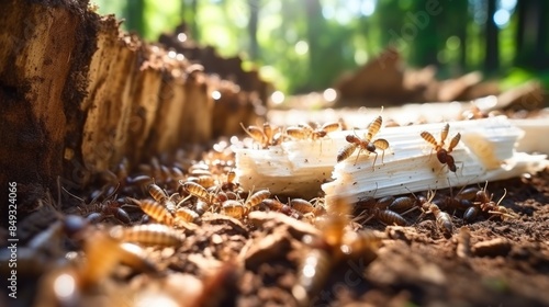 termites that come out to the surface after the rain fell. termite colonies mostly live below the surface of the land. these termites will turn into larons. macro photography.