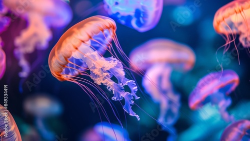 colorfull fantasy jellyfishes in the ocean ocean hyperdetail