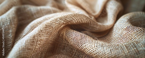 Textured linen fabric with detailed weave, 4K hyperrealistic photo