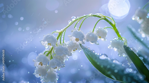 Close-up of delicate Lily of the Valley flowers