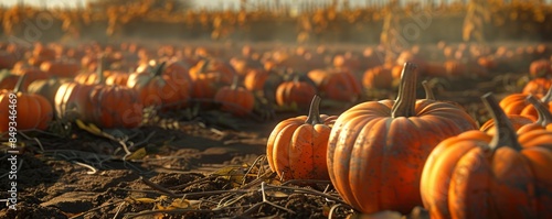 Visiting a pumpkin patch for National Pumpkin Patch Day, October 9th, rows of pumpkins and smiling faces, 4K hyperrealistic photo.