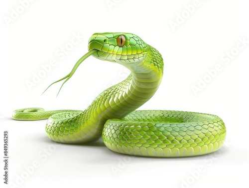 Green Mamba isolated on white background