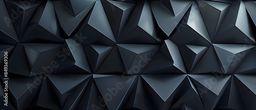 Polished, semigloss wall background with tiles in a triangular pattern, featuring 3D black blocks. Ideal for modern designs, interior decor, and architectural detailing. Copy space included.