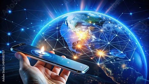 worldwide mobile internet communications. using a wireless satellite network to access the internet on a phone.
