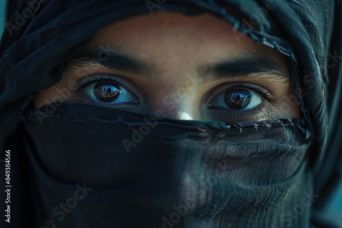 Close-up of a person wearing a veil