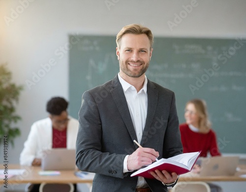 Nauczyciel prowadzący wykład w sali na studiach