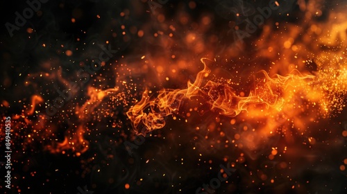 A close-up shot of a fiery blaze on a black background, perfect for uses where warmth and intensity are needed