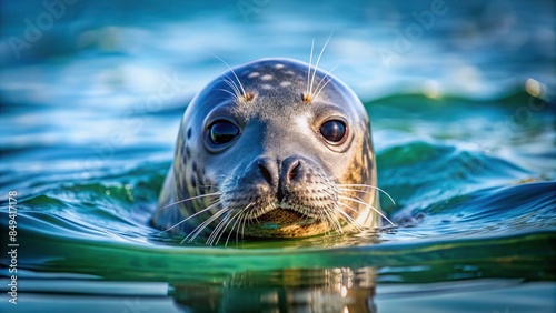 Playful harbour seal swimming in the ocean, wildlife, marine mammal, ocean, water, cute, playful, swimming