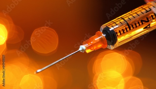 Close up of a patient s hand holding an insulin syringe for medical injection, detailed macro view