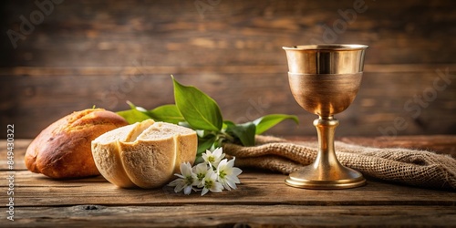 Easter Communion still life with chalice of wine and bread, Holy, Communion, Easter, religious, Christianity, sacrament