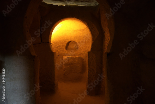 Interior of a church in the Goreme Open Air Museum in Cappadocia, Turkey