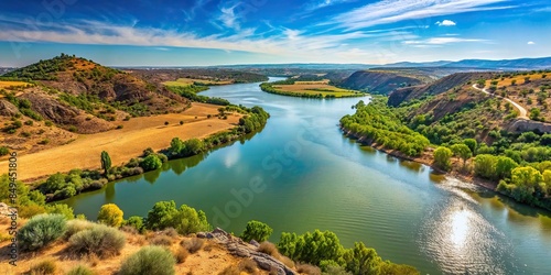 Scenic view of the Rio Guadiana river in Spain, Rio Guadiana, river, water, nature, landscape, Spain, scenic