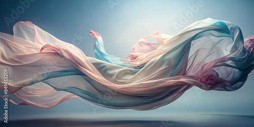 Ethereal chiffon fabric flowing gracefully in the wind , chiffon, fabric, flowing, elegant, sheer, beauty, delicate, layers