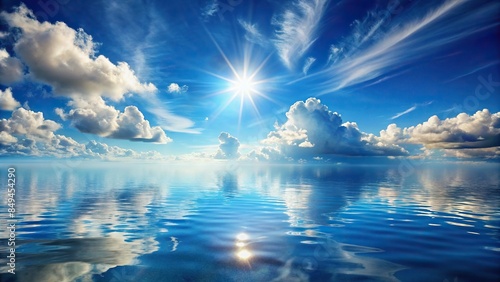 Tranquil scenic view of sky, clouds, and sparkling waters, coastal, dreams, peaceful, serene, ocean, sea, horizon, horizon