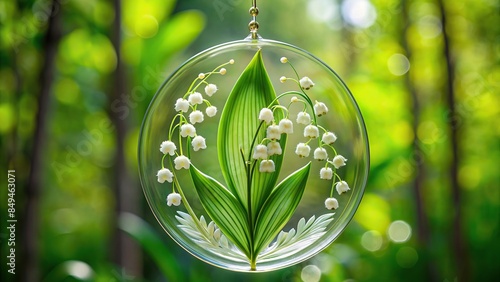 Elegant acrylic window hanging featuring Lily of the Valley design, perfect for home decor gift