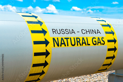 Natural gas pipeline showing the direction of gas flow from Russia to China